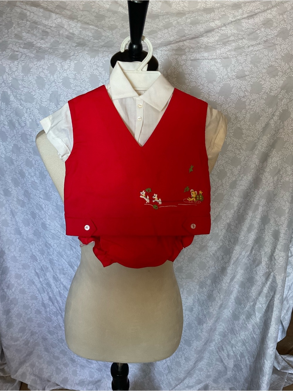 Vintage Red Kids Vest and Bloomer Set - Unbranded